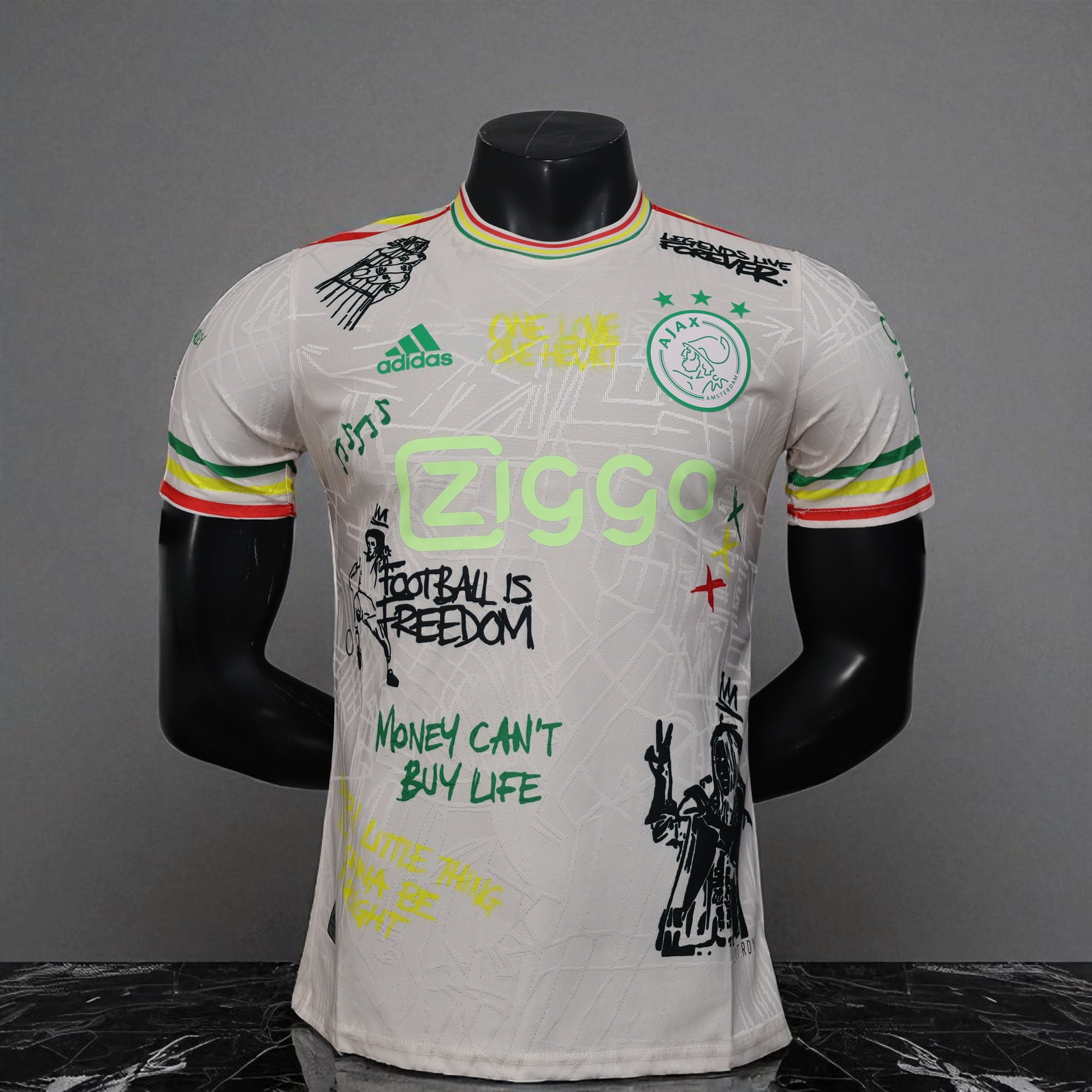 🌍 Maillot Ajax x Bob Marley – "One Love" Édition Spéciale 🇯🇲
