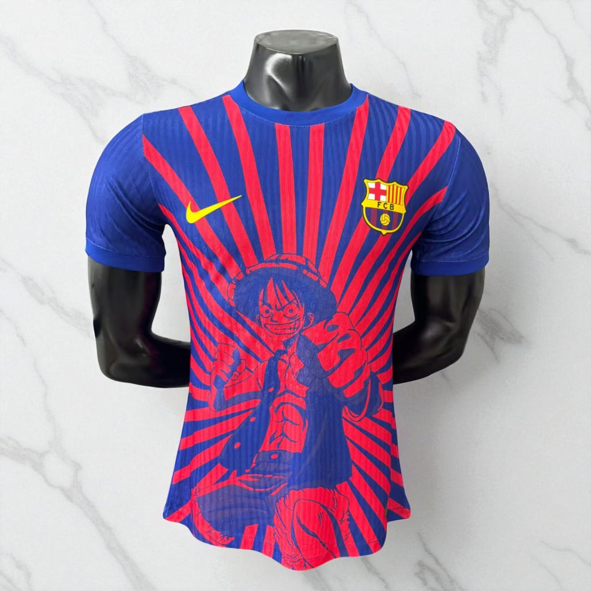 🏴‍☠️🔵🔴 Maillot FC Barcelone x One Piece – Édition Spéciale Luffy